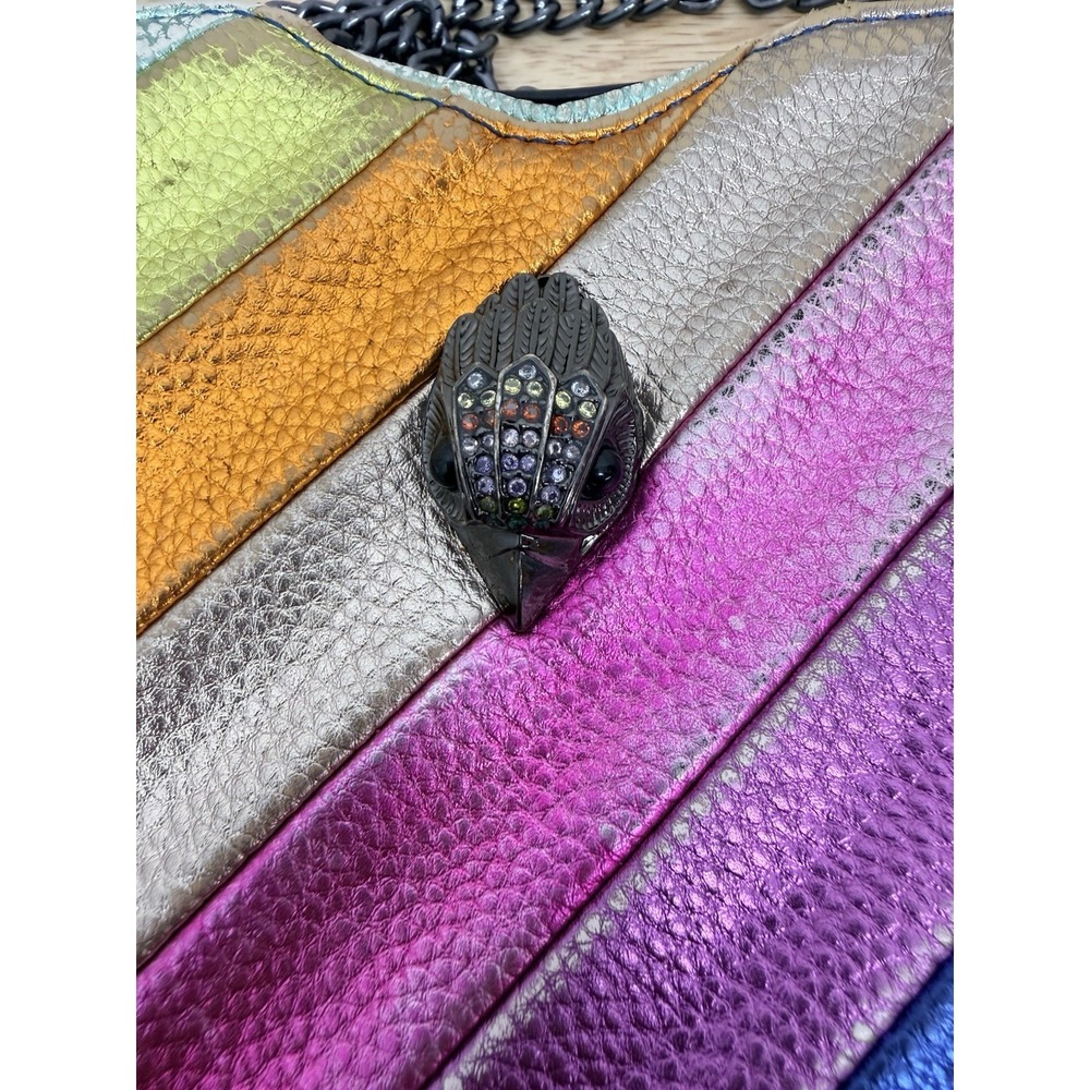 Kurt Geiger London Rainbow Heart Bag Kensington Metallic Leather Crossbody #25 - Picture 4 of 9